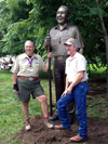 Bronze portrait sculpture of Bob Mazzuca, Past Chief Scout Executive and visionary for The Summit, Paul Christen, donor of Christen High Adventure Base to the Boy Scouts of America, Greenbrier Resort owner Jim Justice, Jr. and father hunting scene bronze sculpture with grouse, hunting dog, Stephen Bechtel commissioned monumental portrait bronze sculpture, BSA Summit, Boy Scouts of America, Summit Bechtel National Family Scout Reserve, SBR, West Virginia, high adventure base camp scouting, memorial portrait sculptor Tom White, of Prescott, Arizona, 2013 Jamboree dedication of statues, commission a bronze sculpture monument, portrait sculptures of, Walter Scott, J.W. and Hazel Ruby, Wayne Perry, Jack Furst, Senator Joe Manchin