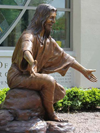 "Christ Our Rock" lifesize monument and tabletop bronze statues by Tom White, Christian Monumental Bronze Sculptor, placed in Tannersville, Pennsylvania and Gatesville, Texas at the Davidson Memorial Prayer Garden Christian sculptures, tabletop Biblical faith-based sculptures, statue of Christ, public monument, statues of Jesus welcoming children, Jesus Christ sculptures, religious monumental bronze sculptures